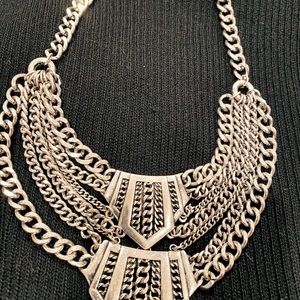 Goddess style silver statement necklace